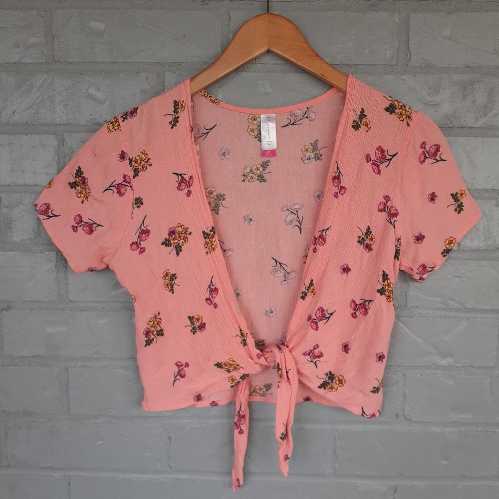 No Boundaries Pink Floral Tied Top